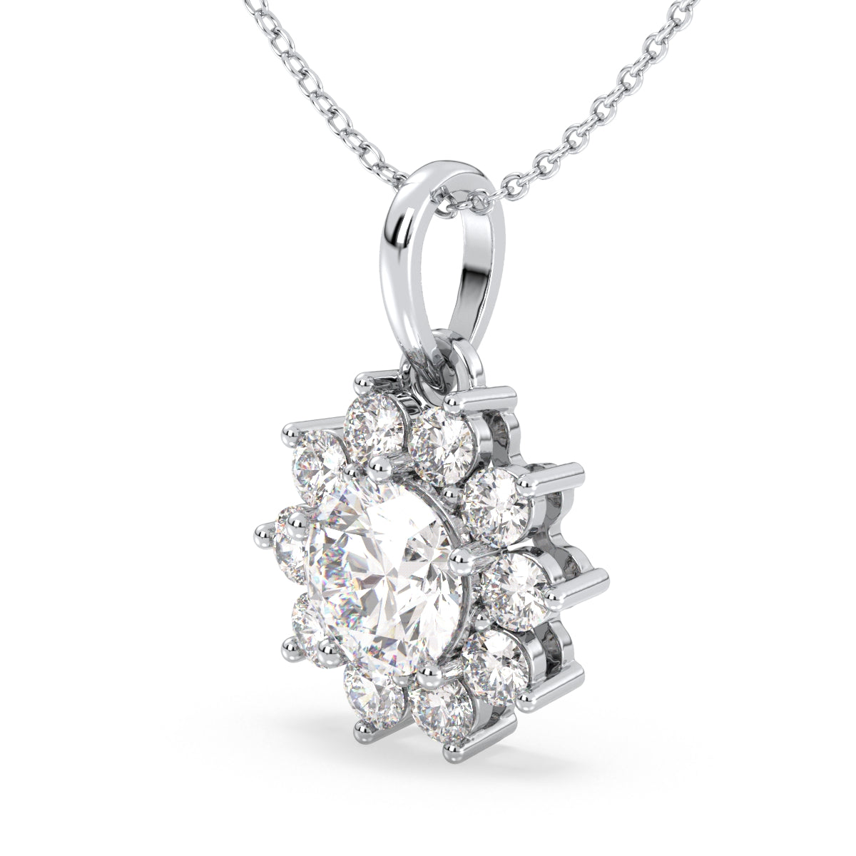 CLARETTE SNOWFLAKE ROUND CUT LAB GROWN DIAMOND PENDANT, GOLD