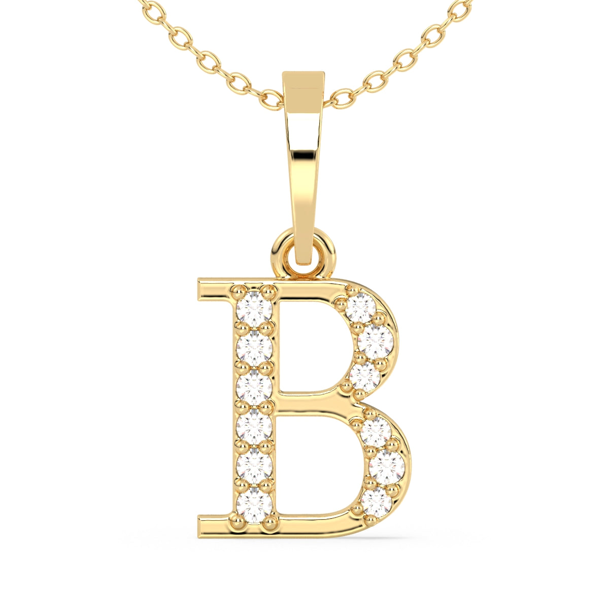 THEA LETTER 'B' LAB GROWN DIAMOND ALPHABET PENDANT, GOLD