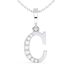 THEA LETTER 'C' LAB GROWN DIAMOND ALPHABET PENDANT, GOLD