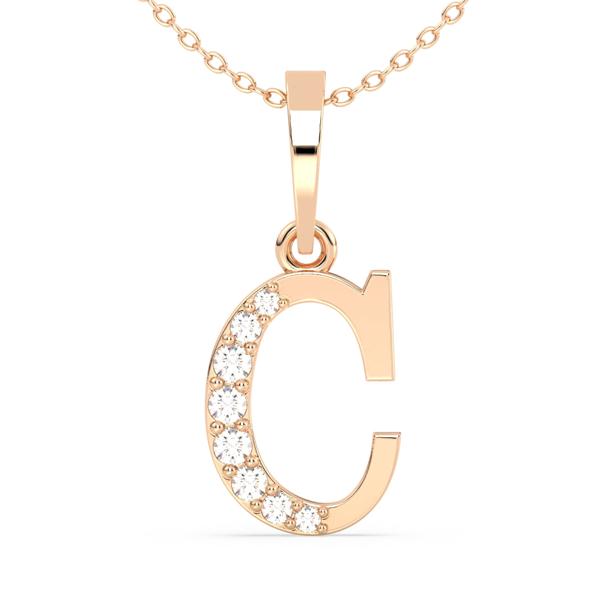 THEA LETTER 'C' LAB GROWN DIAMOND ALPHABET PENDANT, GOLD