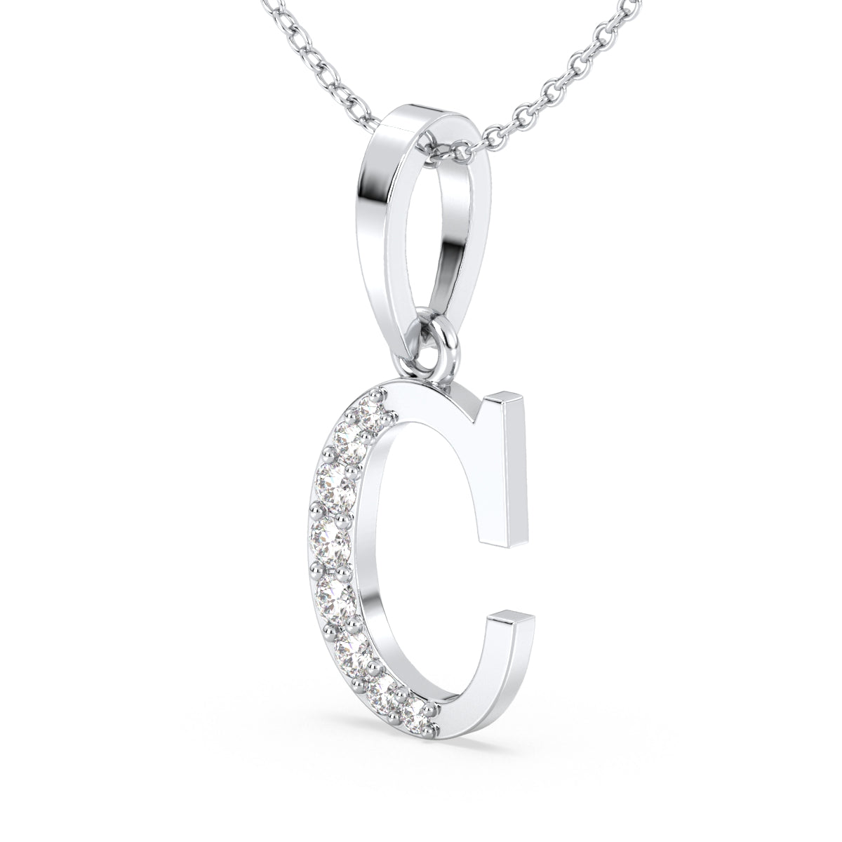 THEA LETTER 'C' LAB GROWN DIAMOND ALPHABET PENDANT, GOLD