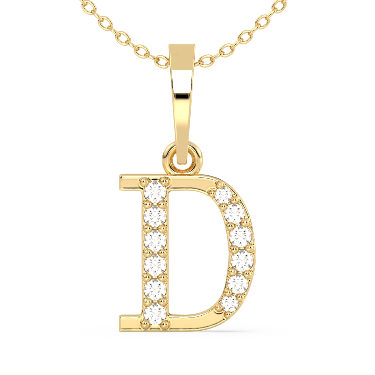 THEA LETTER 'D' LAB GROWN DIAMOND ALPHABET PENDANT, GOLD