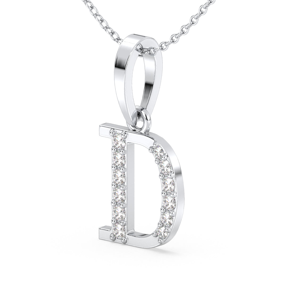 THEA LETTER 'D' LAB GROWN DIAMOND ALPHABET PENDANT, GOLD