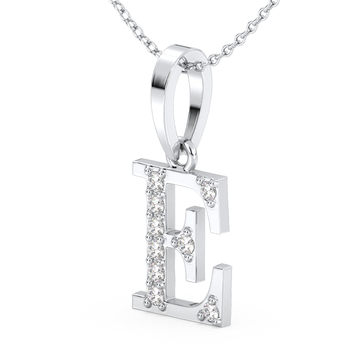 THEA LETTER 'E' LAB GROWN DIAMOND ALPHABET PENDANT, GOLD