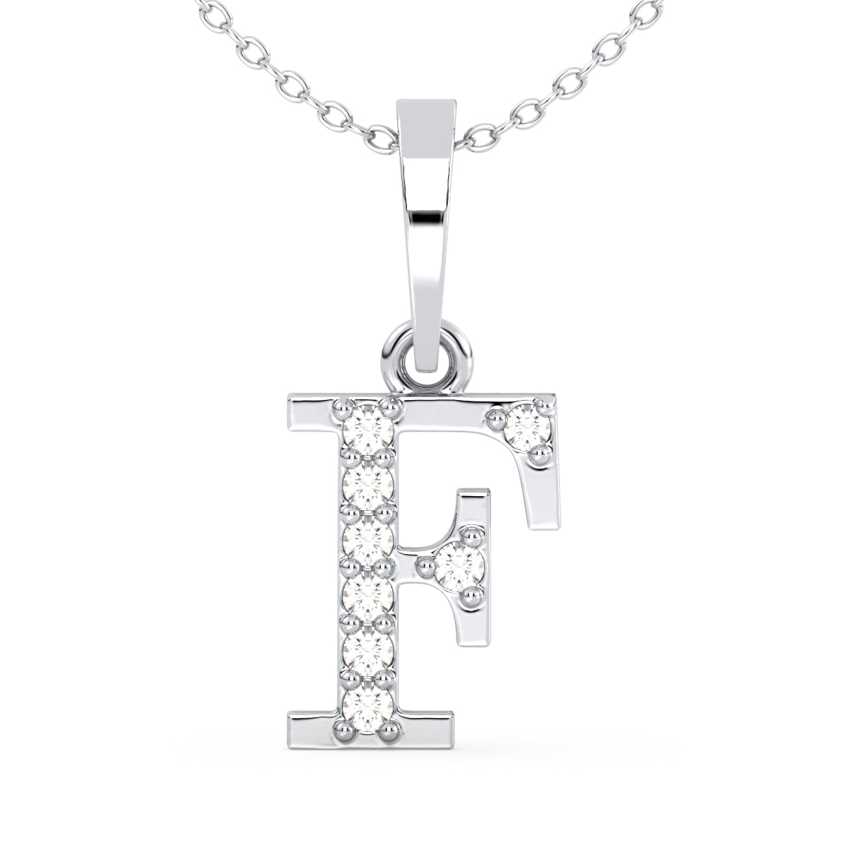 THEA LETTER 'F' LAB GROWN DIAMOND ALPHABET PENDANT, GOLD