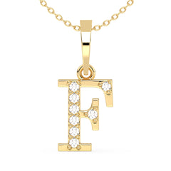 THEA LETTER 'F' LAB GROWN DIAMOND ALPHABET PENDANT, GOLD