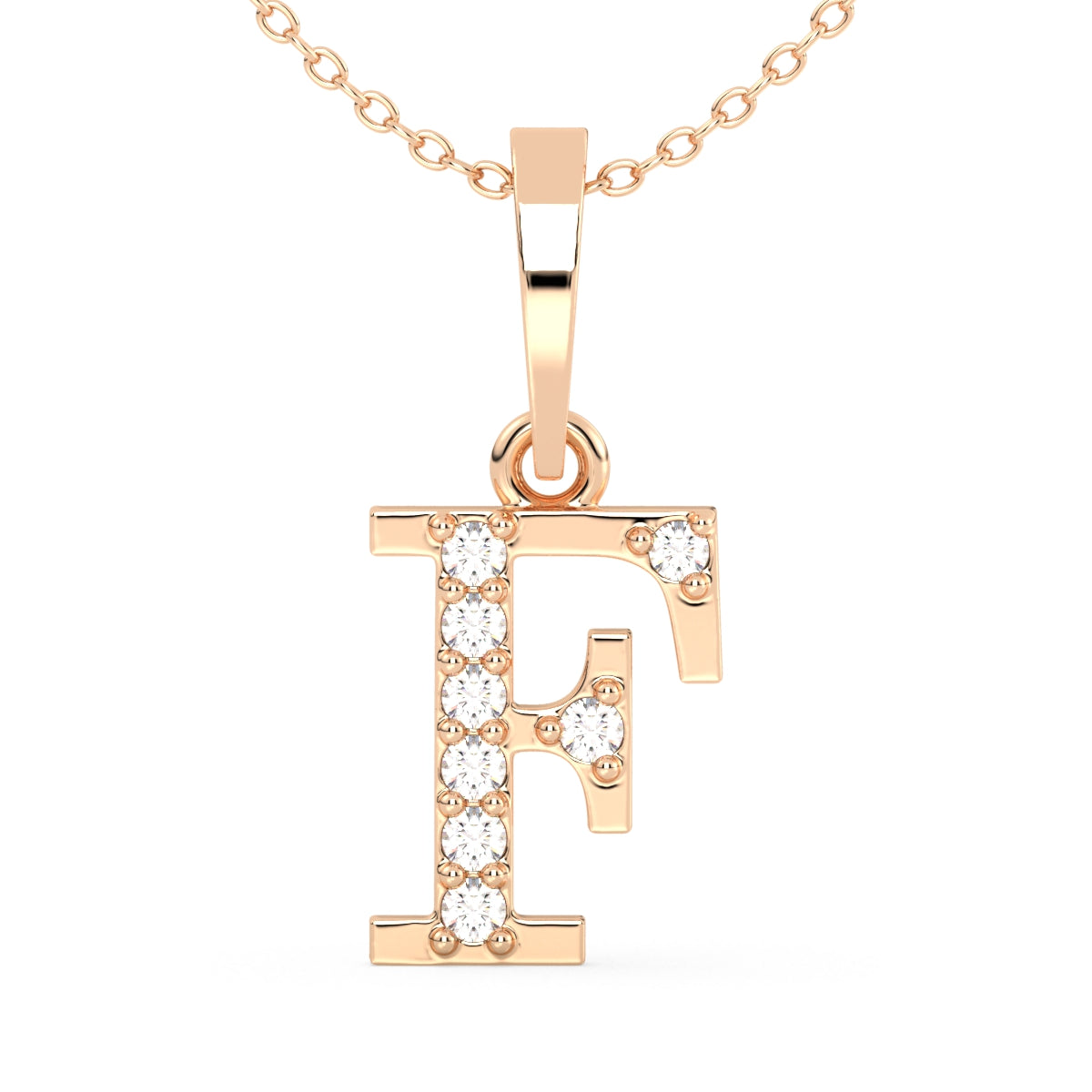 THEA LETTER 'F' LAB GROWN DIAMOND ALPHABET PENDANT, GOLD