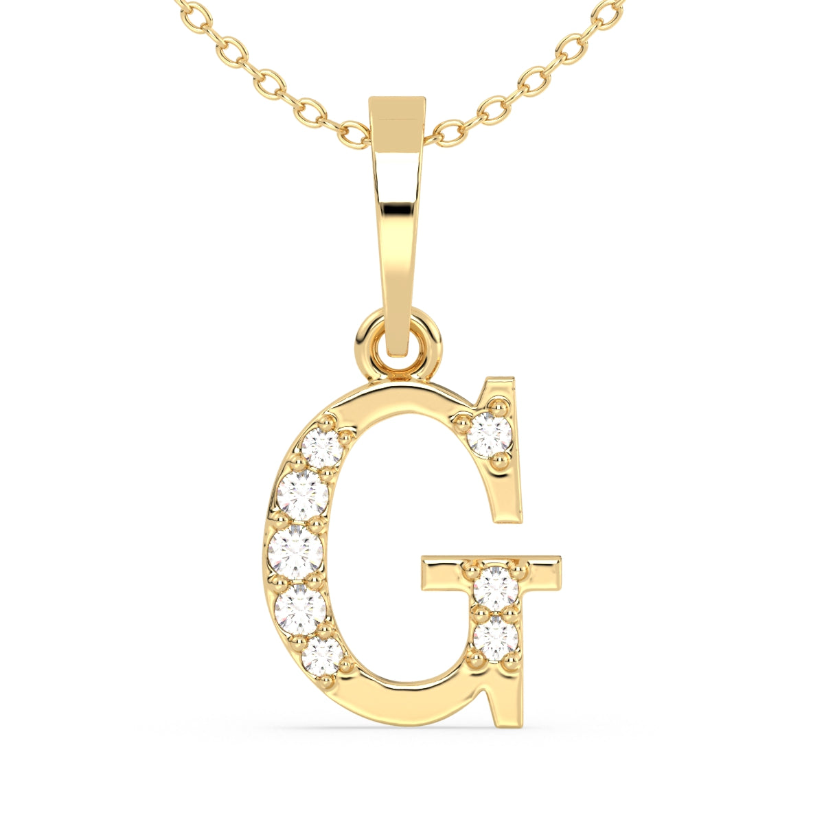 THEA LETTER 'G' LAB GROWN DIAMOND ALPHABET PENDANT, GOLD