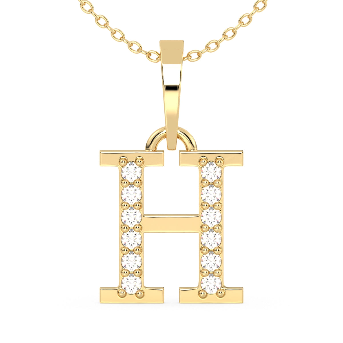 THEA LETTER 'H' LAB GROWN DIAMOND ALPHABET PENDANT, GOLD