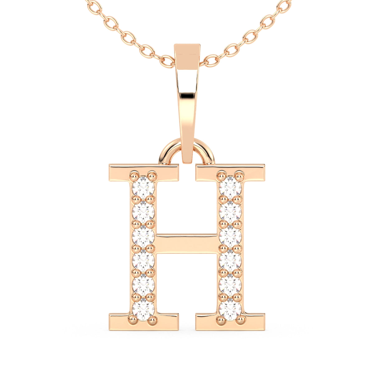 THEA LETTER 'H' LAB GROWN DIAMOND ALPHABET PENDANT, GOLD