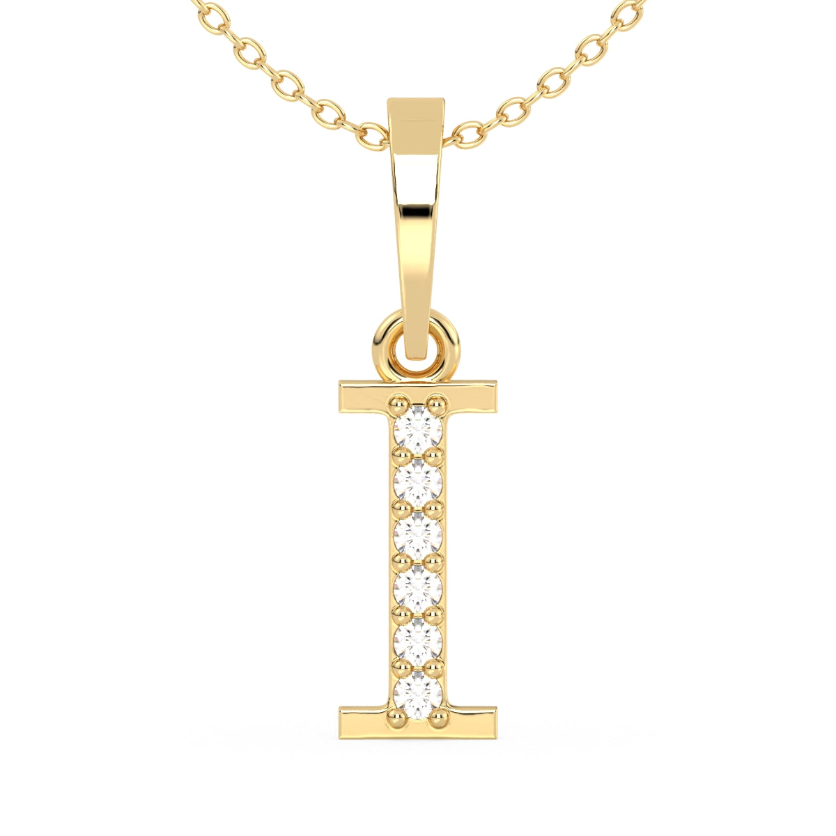 THEA LETTER 'I' LAB GROWN DIAMOND ALPHABET PENDANT, GOLD