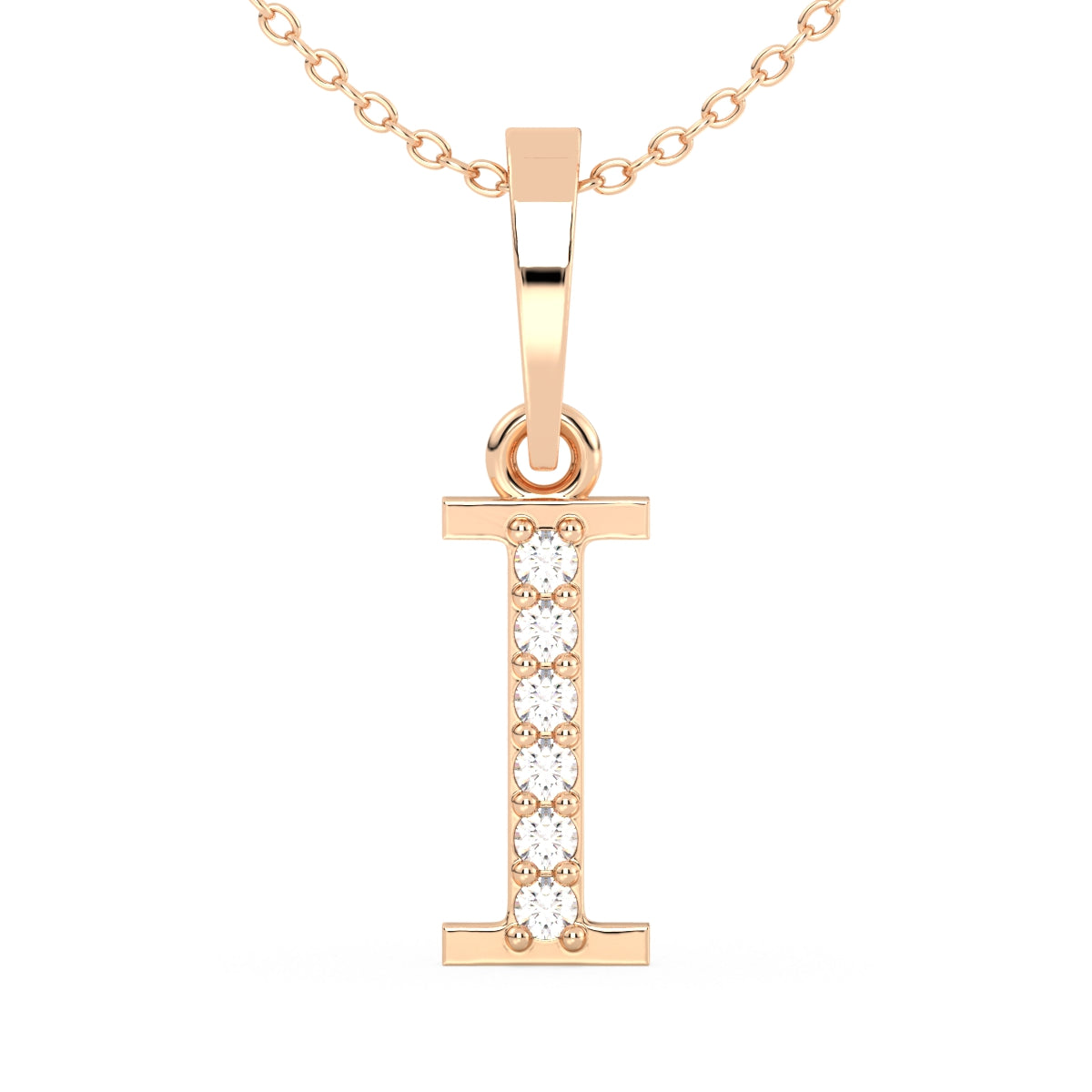 THEA LETTER 'I' LAB GROWN DIAMOND ALPHABET PENDANT, GOLD