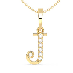 THEA LETTER 'J' LAB GROWN DIAMOND ALPHABET PENDANT, GOLD