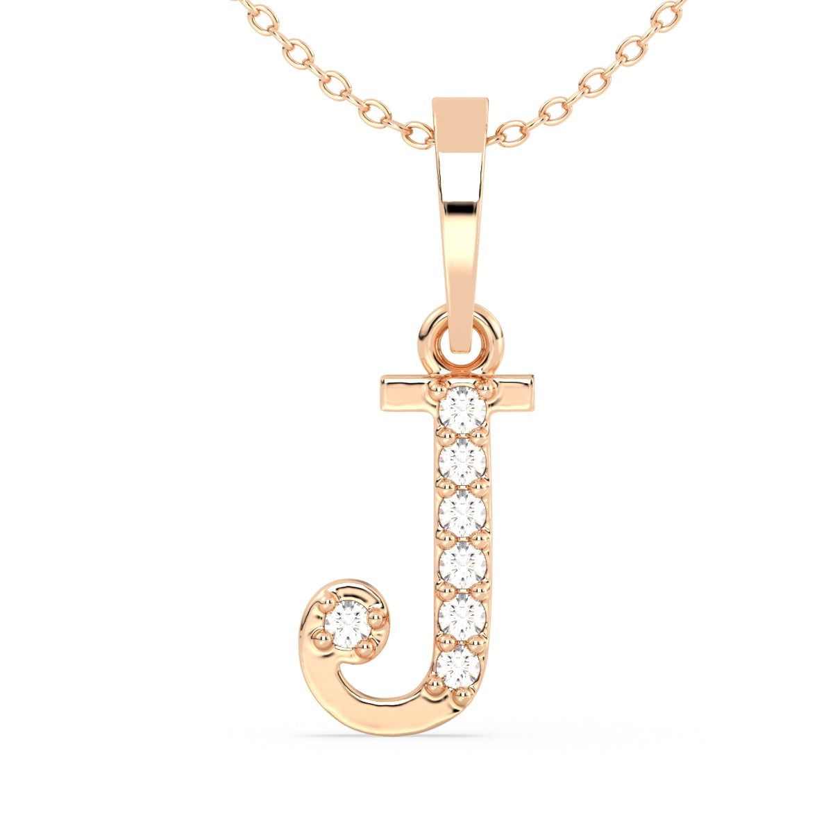 THEA LETTER 'J' LAB GROWN DIAMOND ALPHABET PENDANT, GOLD