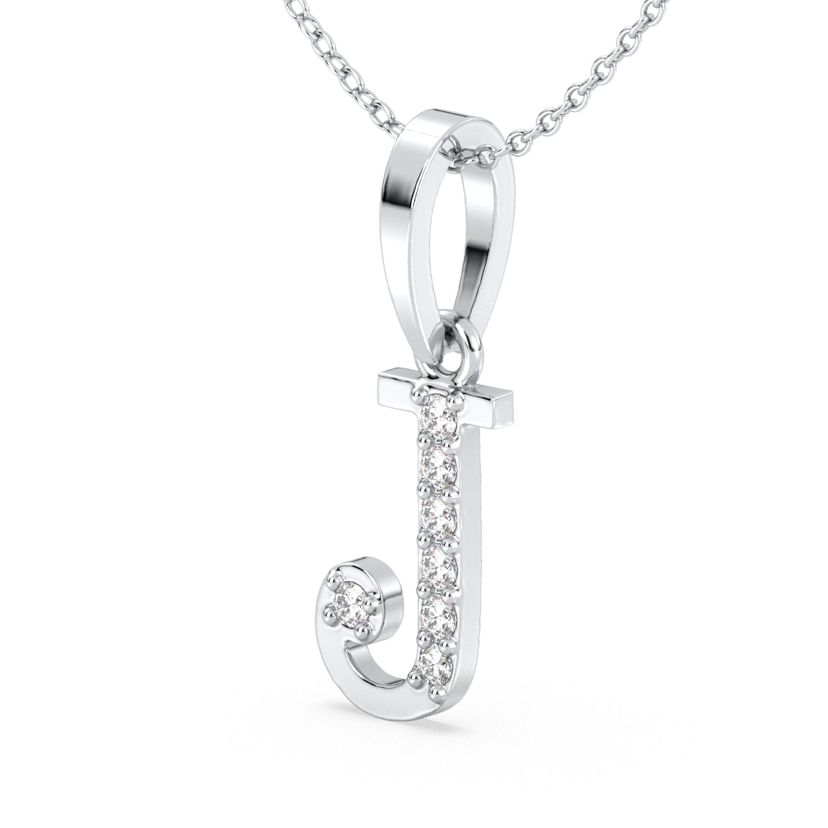 THEA LETTER 'J' LAB GROWN DIAMOND ALPHABET PENDANT, GOLD