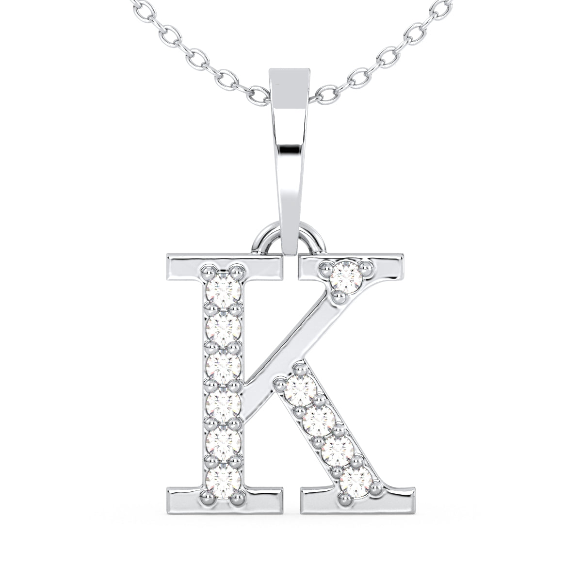 THEA LETTER 'K' LAB GROWN DIAMOND ALPHABET PENDANT, GOLD