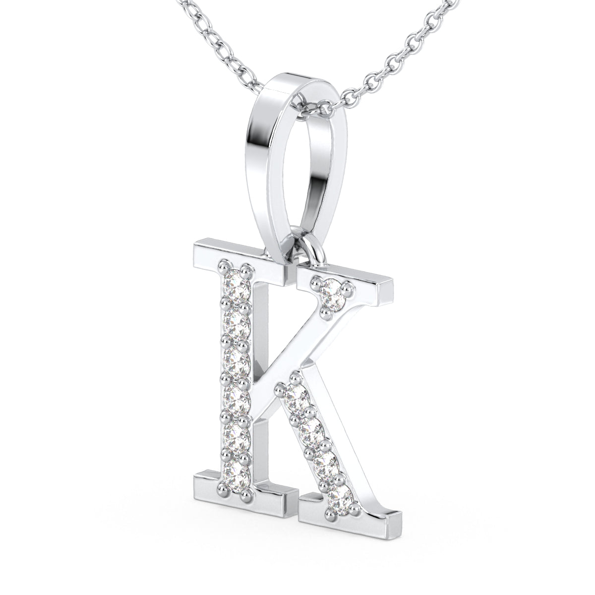 THEA LETTER 'K' LAB GROWN DIAMOND ALPHABET PENDANT, GOLD