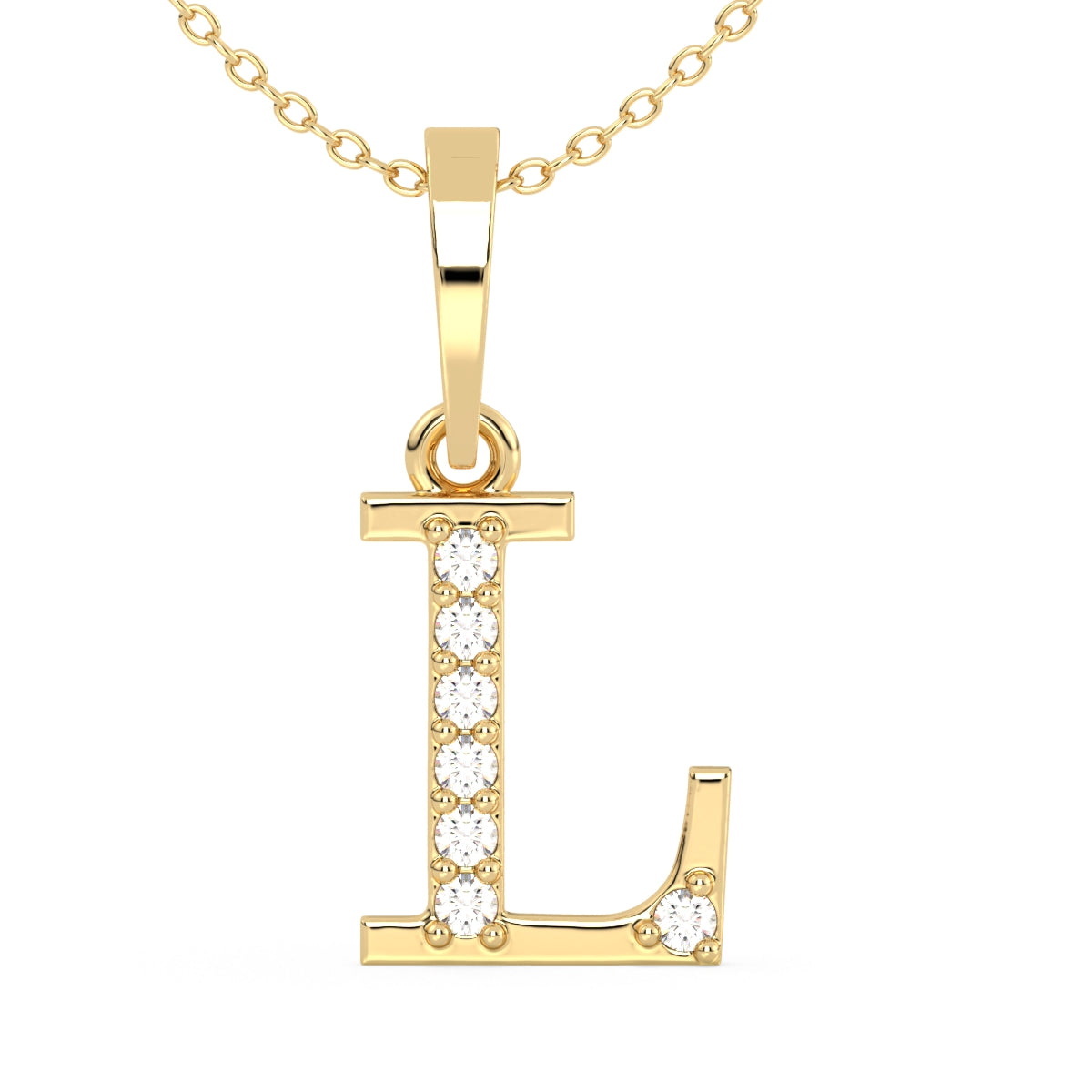 THEA LETTER 'L' LAB GROWN DIAMOND ALPHABET PENDANT, GOLD