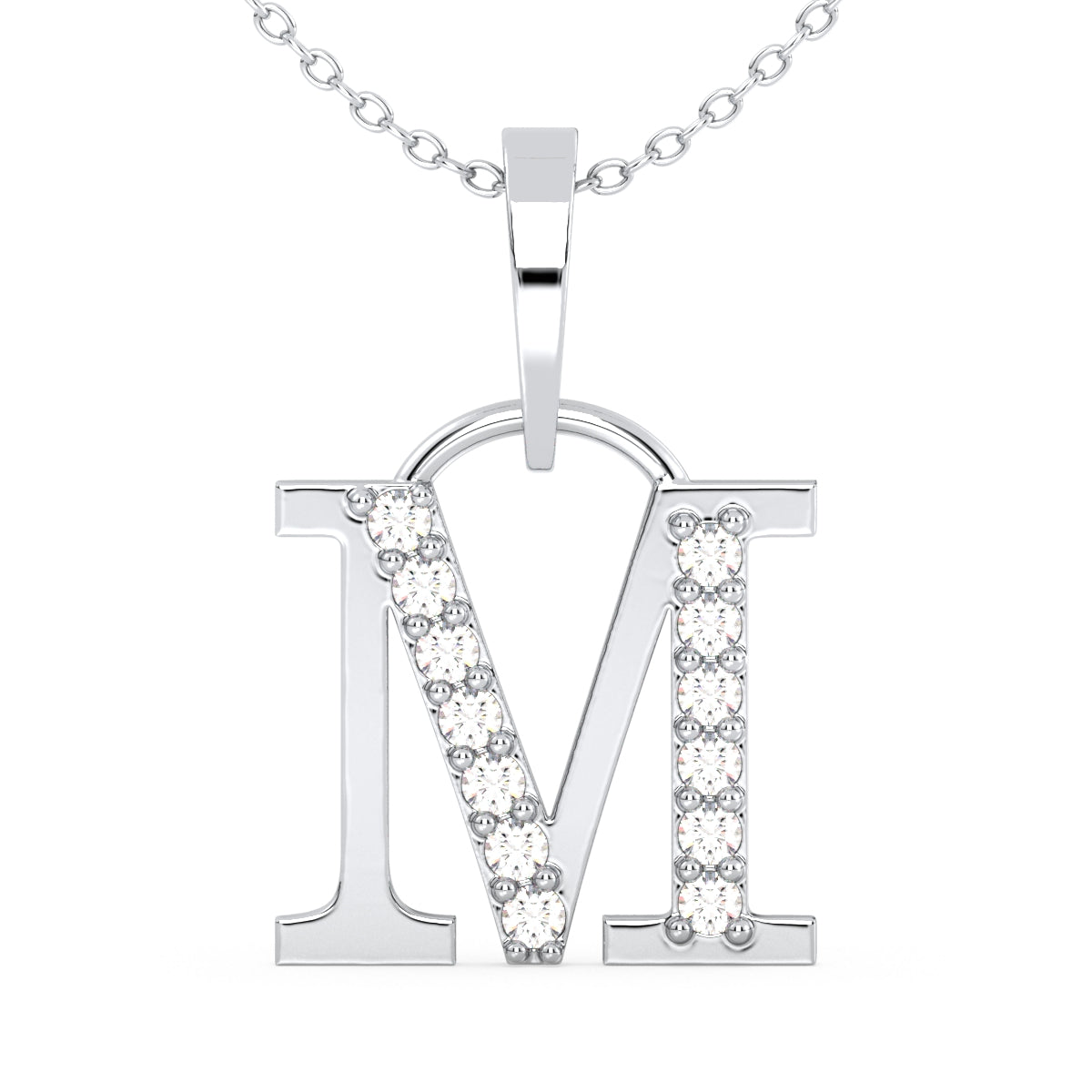 THEA LETTER 'M' LAB GROWN DIAMOND ALPHABET PENDANT, GOLD