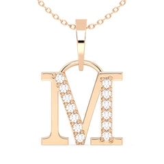 THEA LETTER 'M' LAB GROWN DIAMOND ALPHABET PENDANT, GOLD