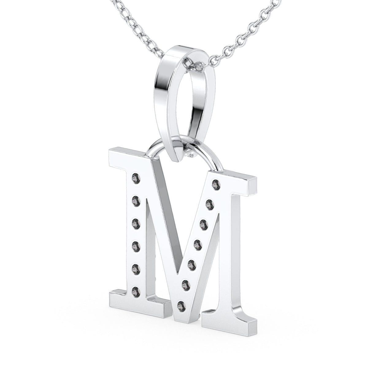 THEA LETTER 'M' LAB GROWN DIAMOND ALPHABET PENDANT, GOLD