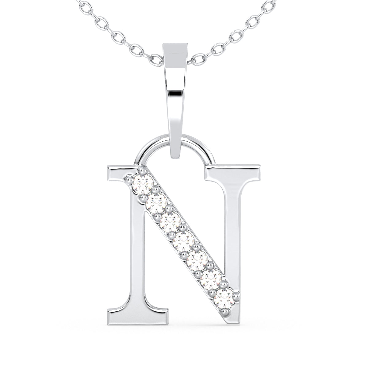 THEA LETTER 'N' LAB GROWN DIAMOND ALPHABET PENDANT, GOLD