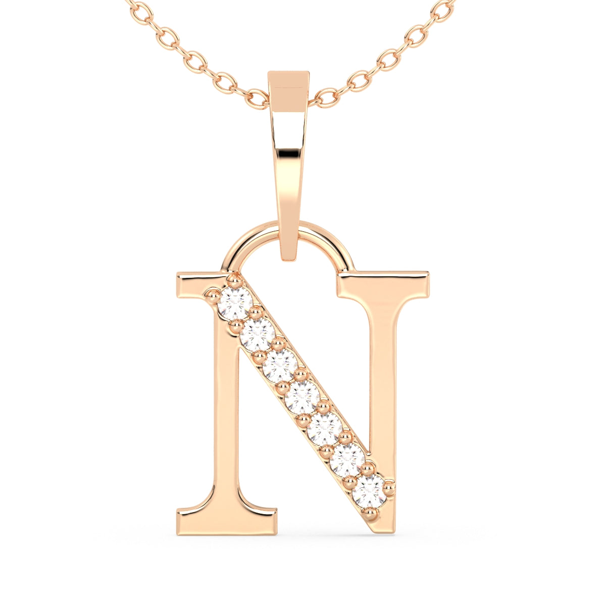 THEA LETTER 'N' LAB GROWN DIAMOND ALPHABET PENDANT, GOLD