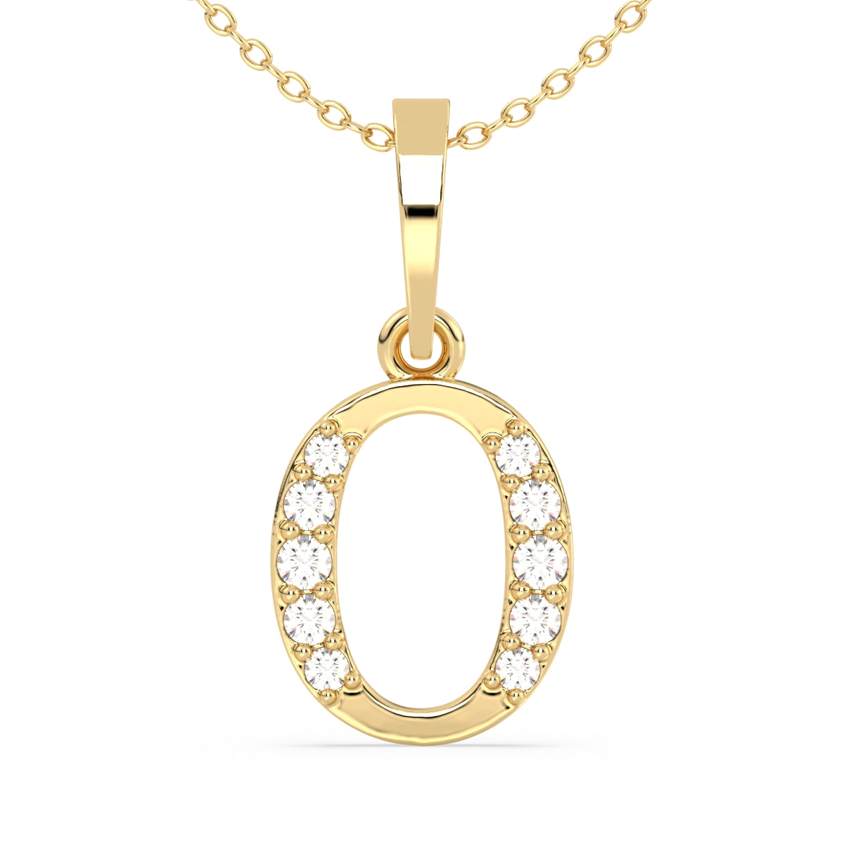 THEA LETTER 'O' LAB GROWN DIAMOND ALPHABET PENDANT, GOLD