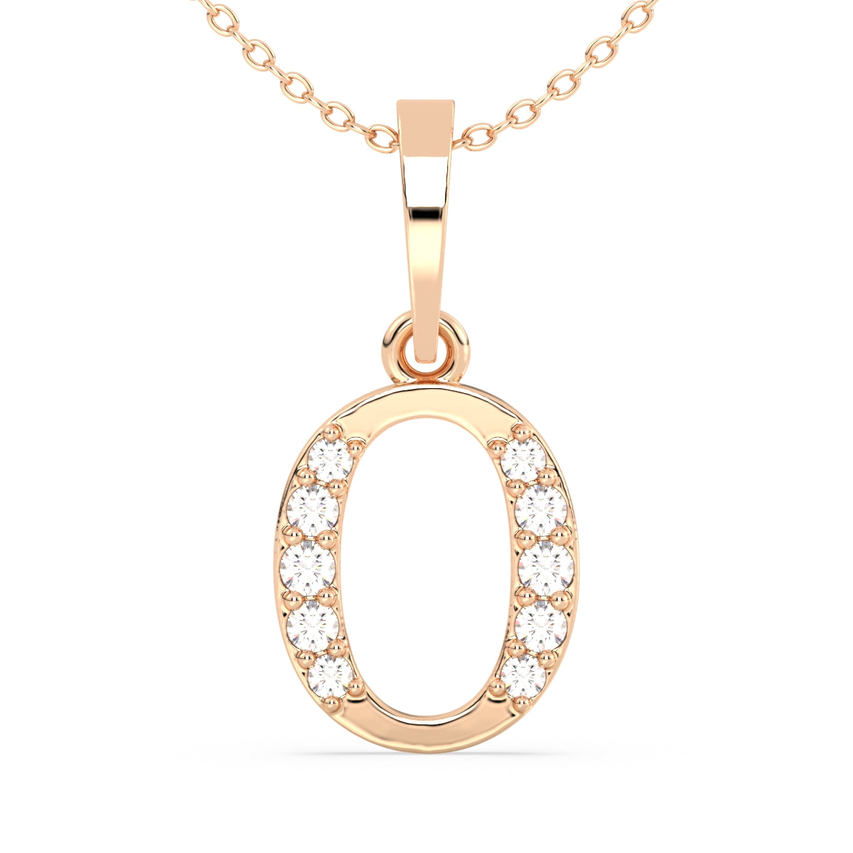 THEA LETTER 'O' LAB GROWN DIAMOND ALPHABET PENDANT, GOLD