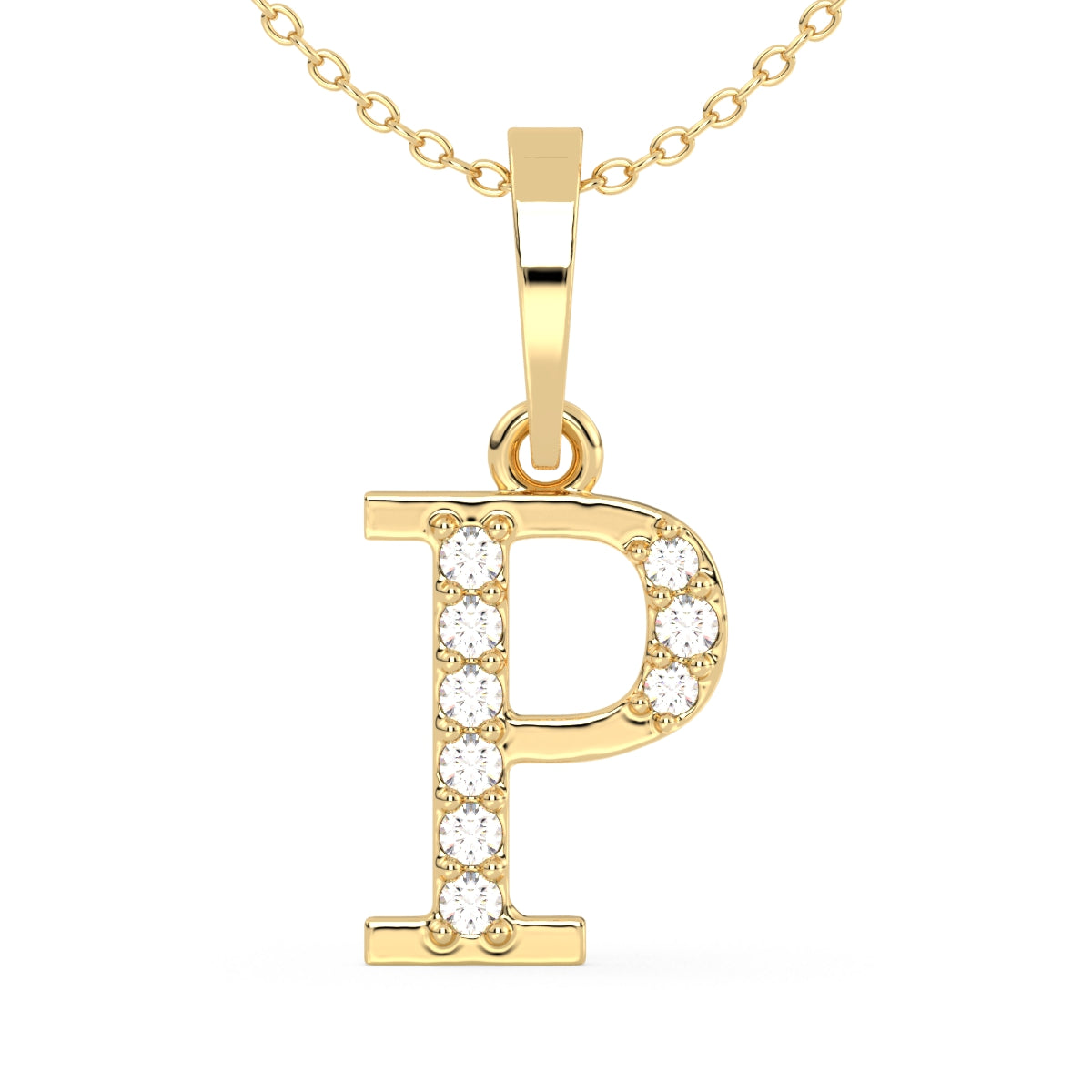 THEA LETTER 'P' LAB GROWN DIAMOND ALPHABET PENDANT, GOLD