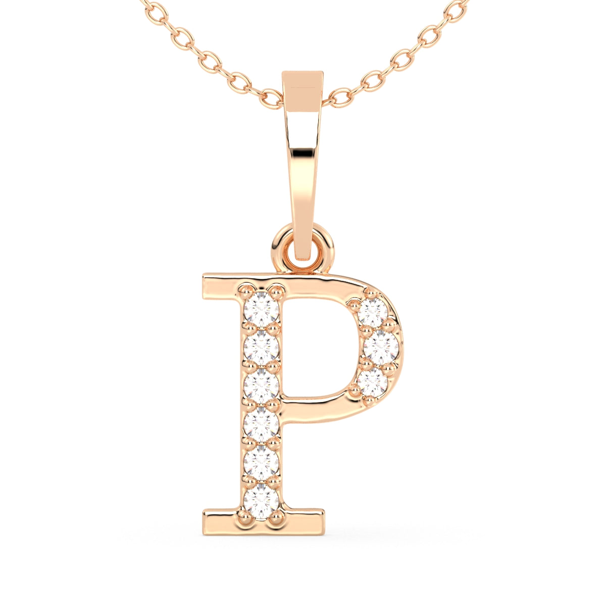 THEA LETTER 'P' LAB GROWN DIAMOND ALPHABET PENDANT, GOLD