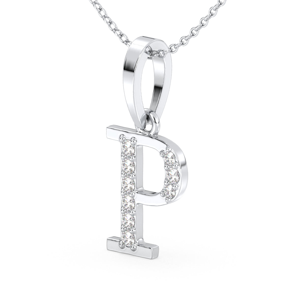 THEA LETTER 'P' LAB GROWN DIAMOND ALPHABET PENDANT, GOLD