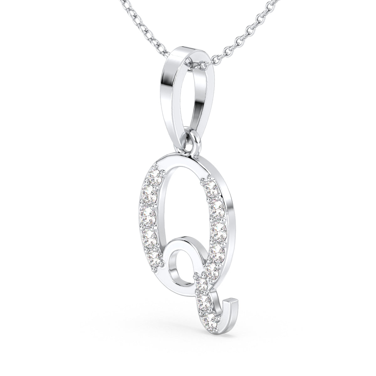 THEA LETTER 'Q' LAB GROWN DIAMOND ALPHABET PENDANT, GOLD