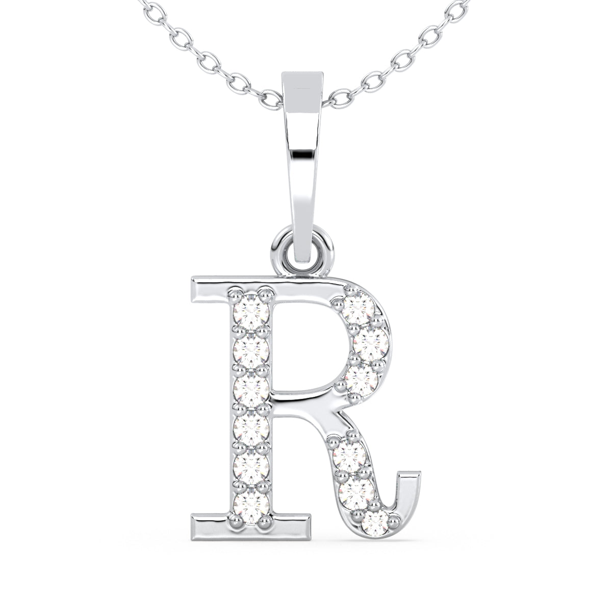 THEA LETTER 'R' LAB GROWN DIAMOND ALPHABET PENDANT, GOLD