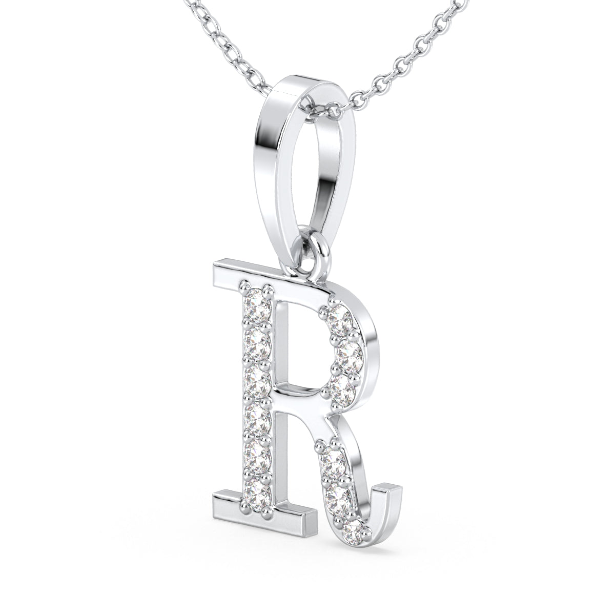 THEA LETTER 'R' LAB GROWN DIAMOND ALPHABET PENDANT, GOLD