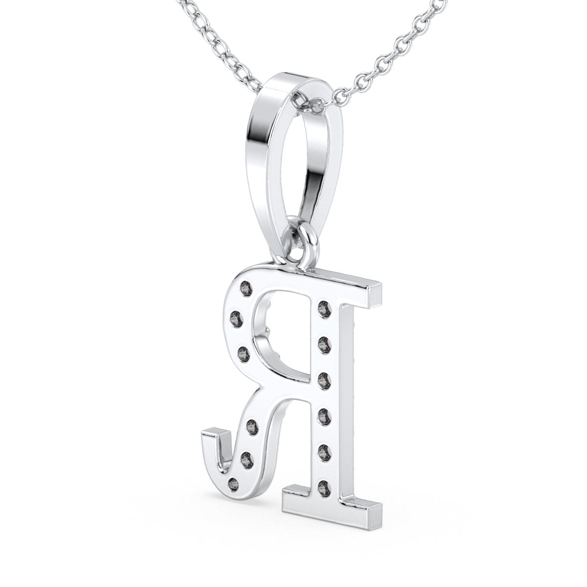 THEA LETTER 'R' LAB GROWN DIAMOND ALPHABET PENDANT, GOLD