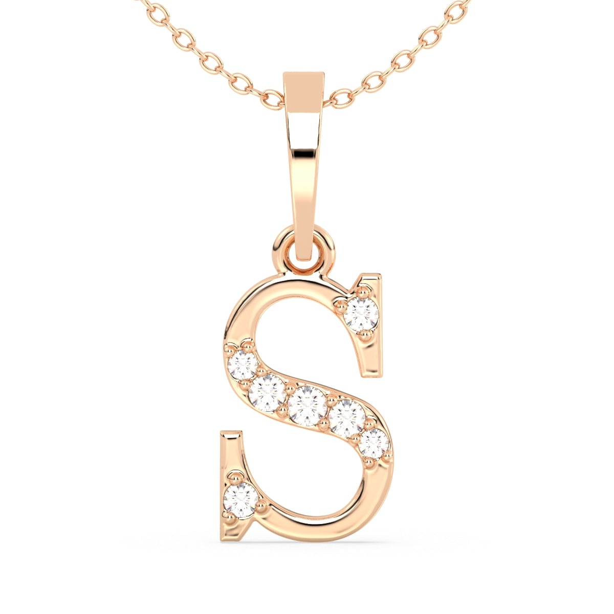 THEA LETTER 'S' LAB GROWN DIAMOND ALPHABET PENDANT, GOLD