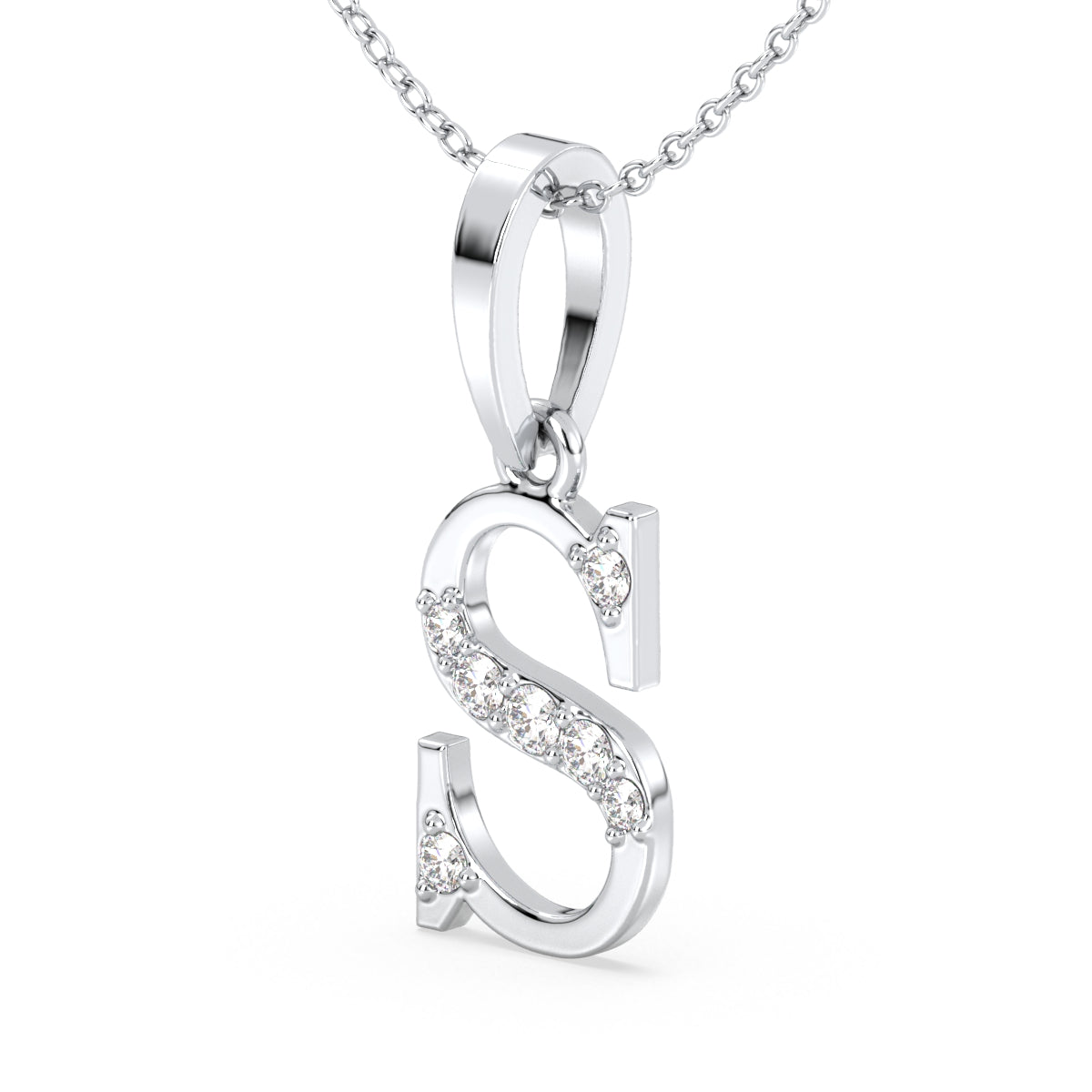 THEA LETTER 'S' LAB GROWN DIAMOND ALPHABET PENDANT, GOLD