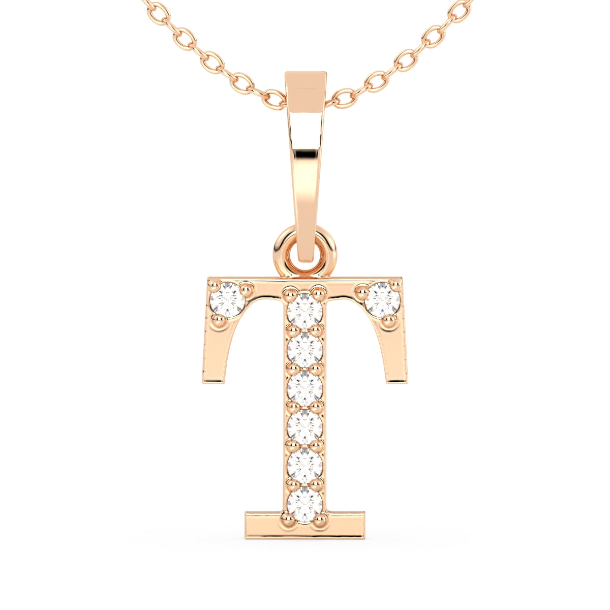 THEA LETTER 'T' LAB GROWN DIAMOND ALPHABET PENDANT, GOLD