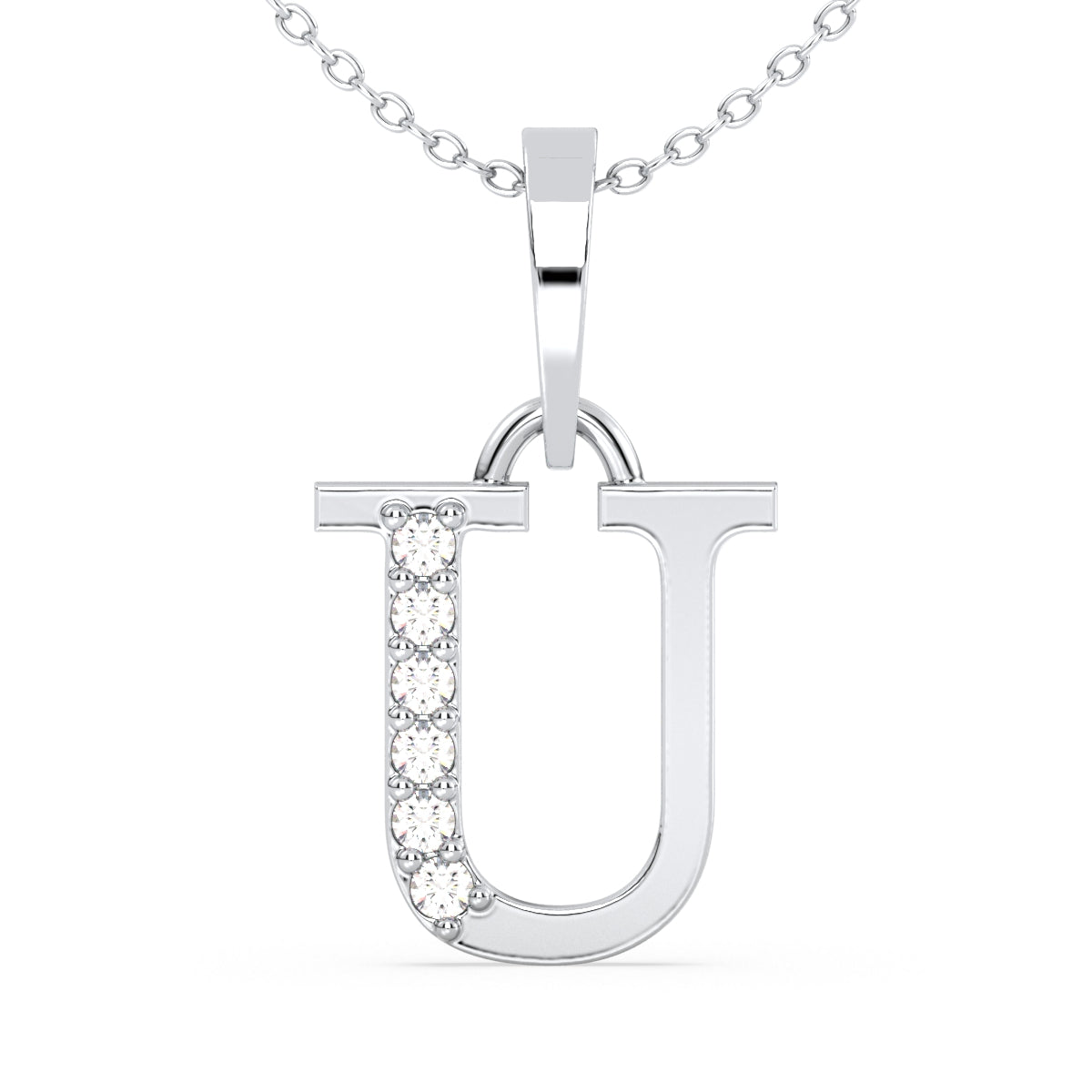 THEA LETTER 'U' LAB GROWN DIAMOND ALPHABET PENDANT, GOLD