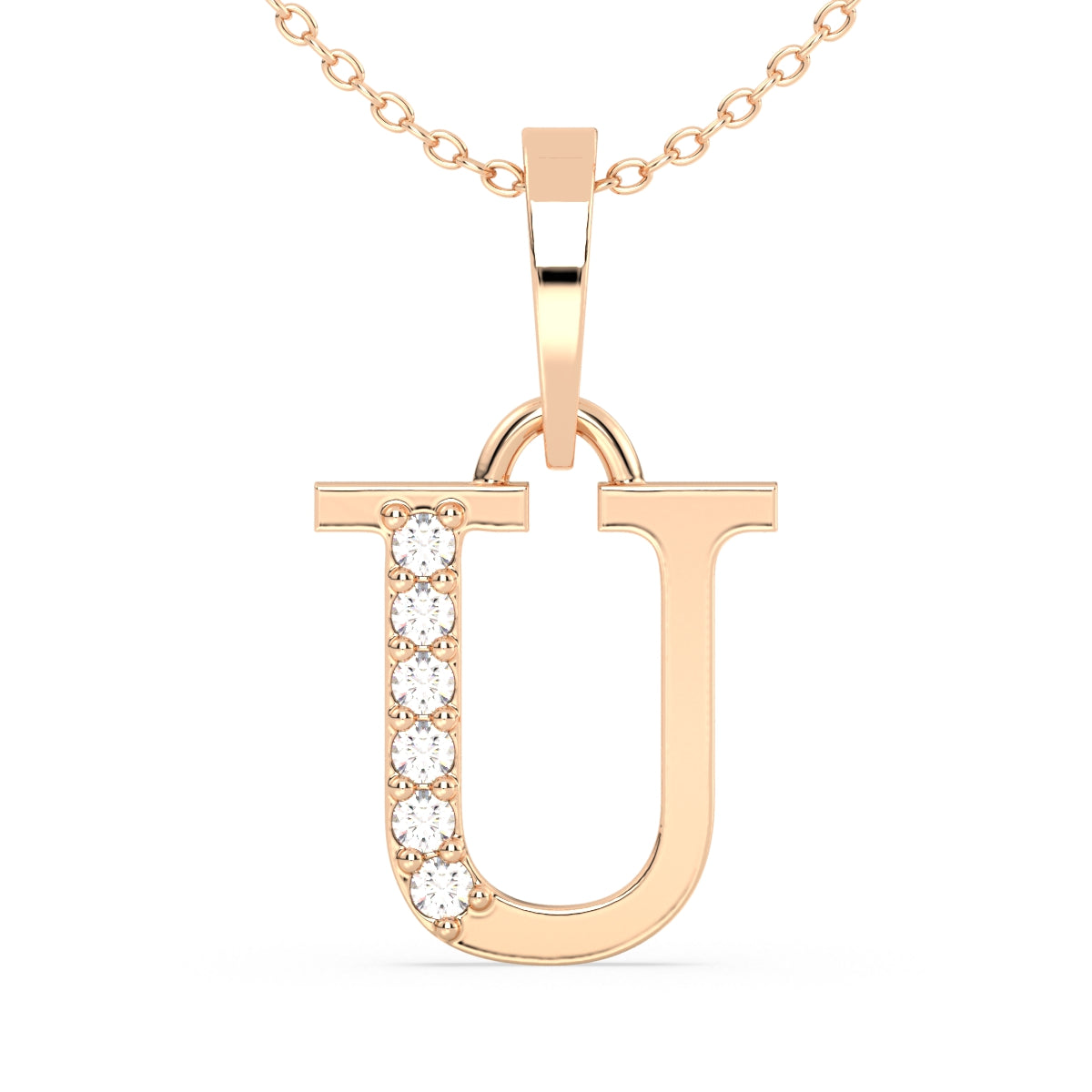 THEA LETTER 'U' LAB GROWN DIAMOND ALPHABET PENDANT, GOLD