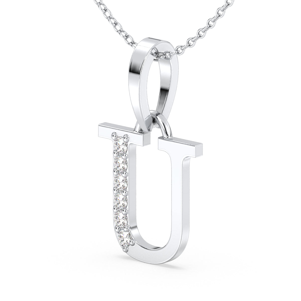 THEA LETTER 'U' LAB GROWN DIAMOND ALPHABET PENDANT, GOLD