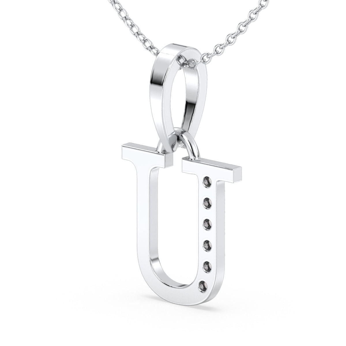 THEA LETTER 'U' LAB GROWN DIAMOND ALPHABET PENDANT, GOLD