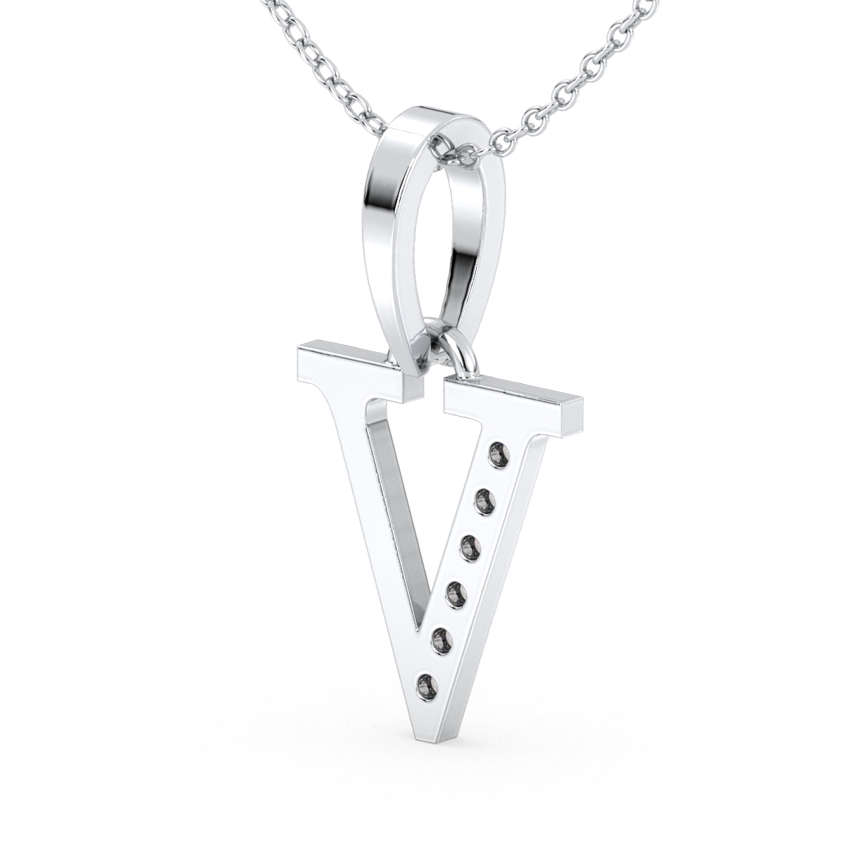 THEA LETTER 'V' LAB GROWN DIAMOND ALPHABET PENDANT, GOLD