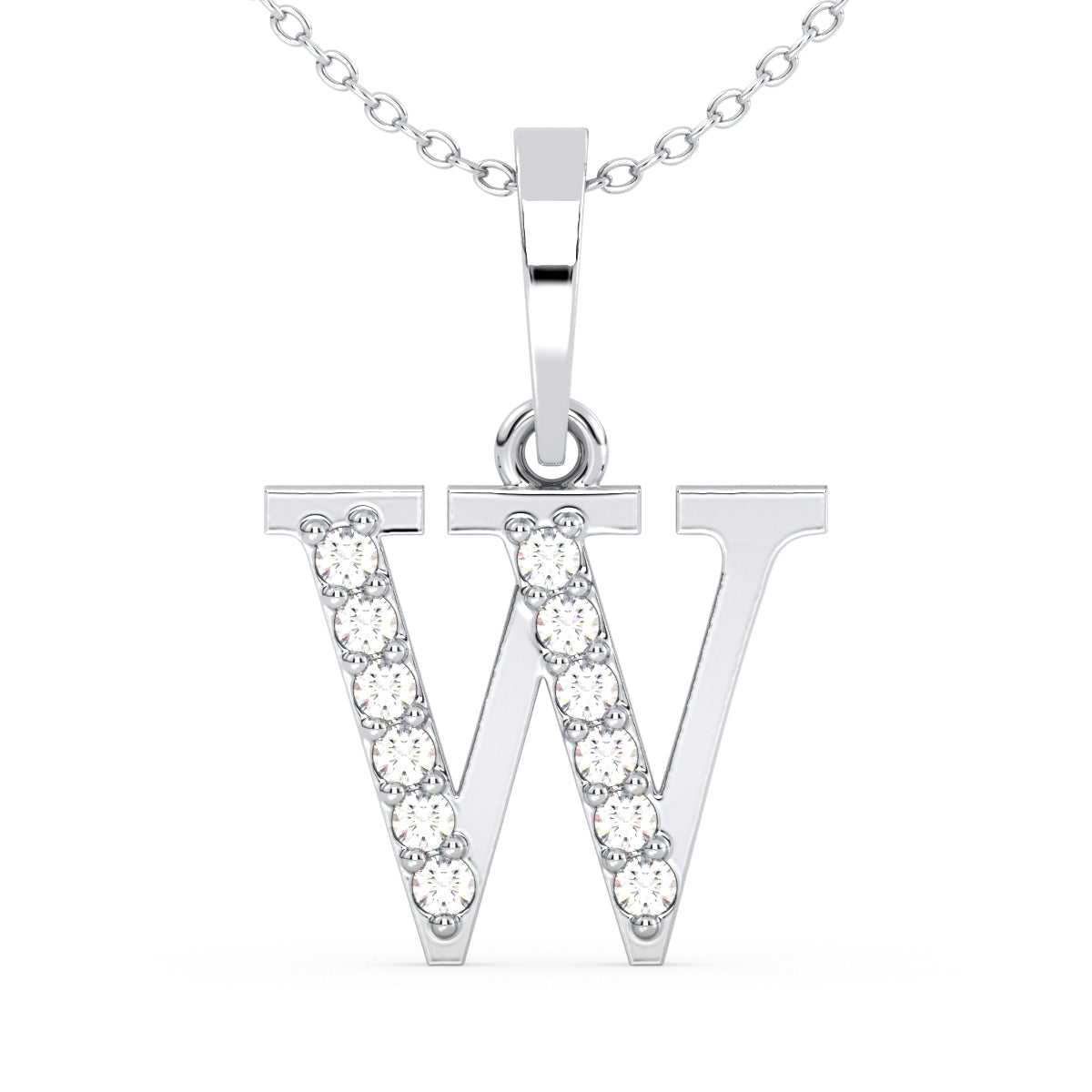 THEA LETTER 'W' LAB GROWN DIAMOND ALPHABET PENDANT, GOLD