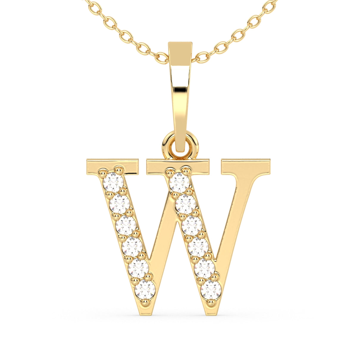 THEA LETTER 'W' LAB GROWN DIAMOND ALPHABET PENDANT, GOLD