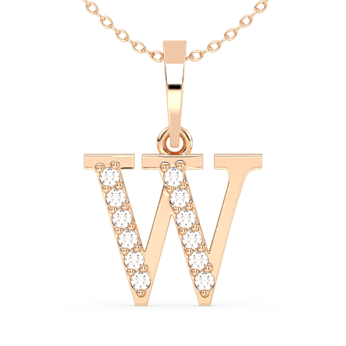 THEA LETTER 'W' LAB GROWN DIAMOND ALPHABET PENDANT, GOLD