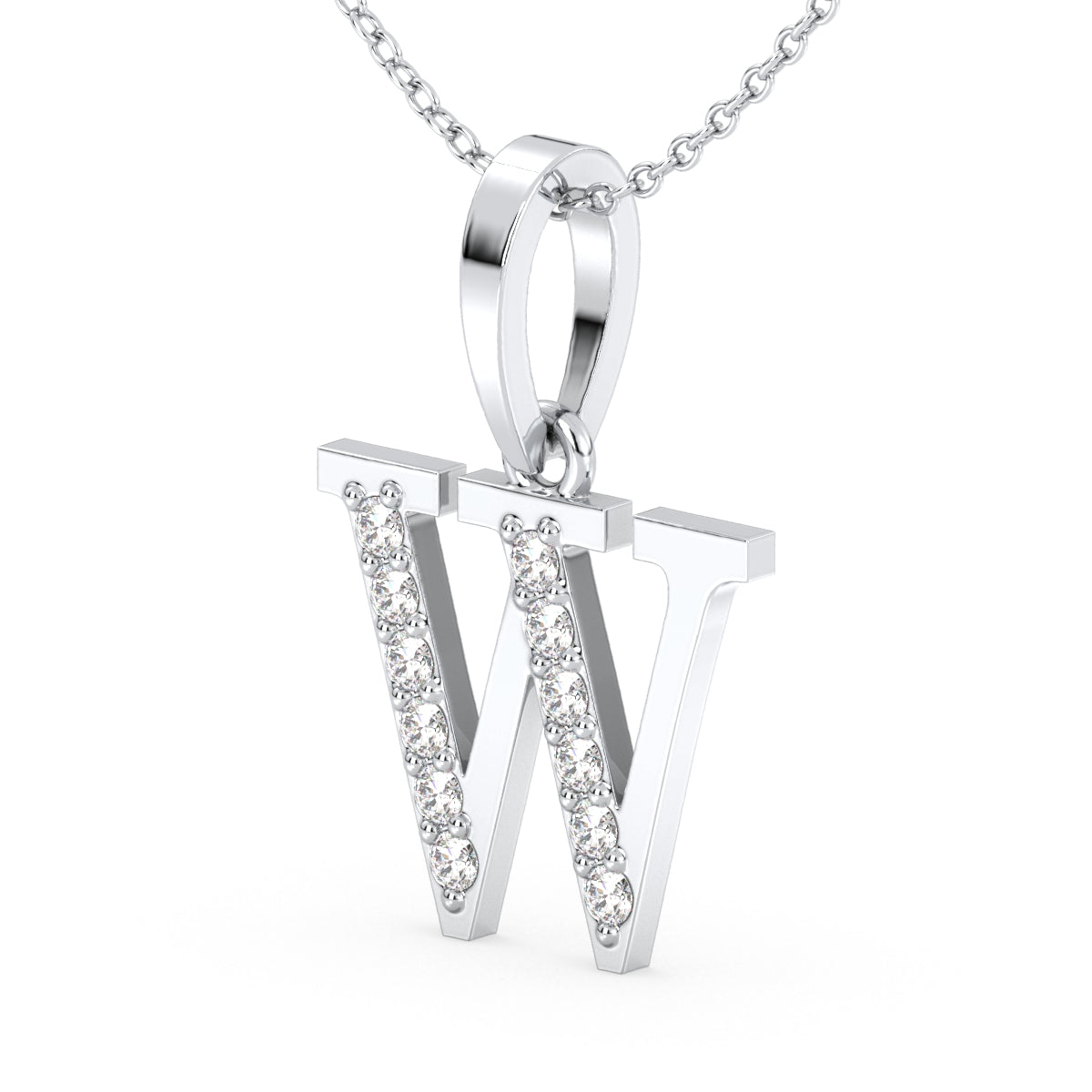 THEA LETTER 'W' LAB GROWN DIAMOND ALPHABET PENDANT, GOLD