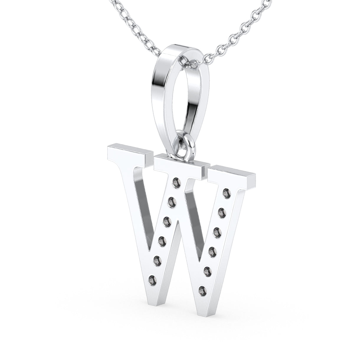 THEA LETTER 'W' LAB GROWN DIAMOND ALPHABET PENDANT, GOLD