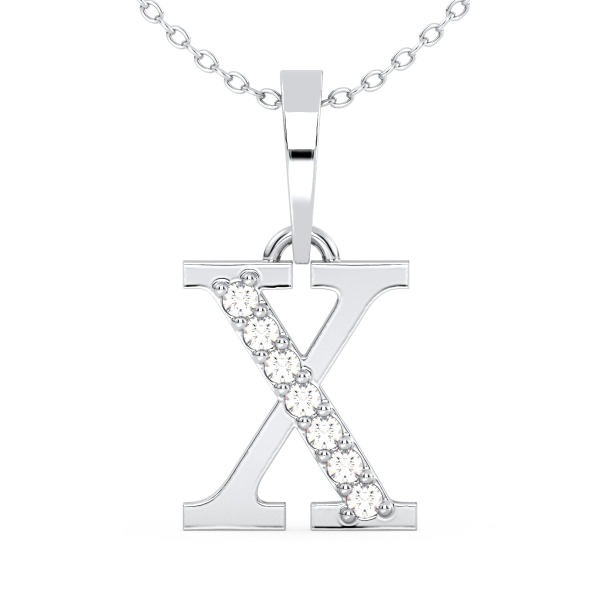 THEA LETTER 'X' LAB GROWN DIAMOND ALPHABET PENDANT, GOLD